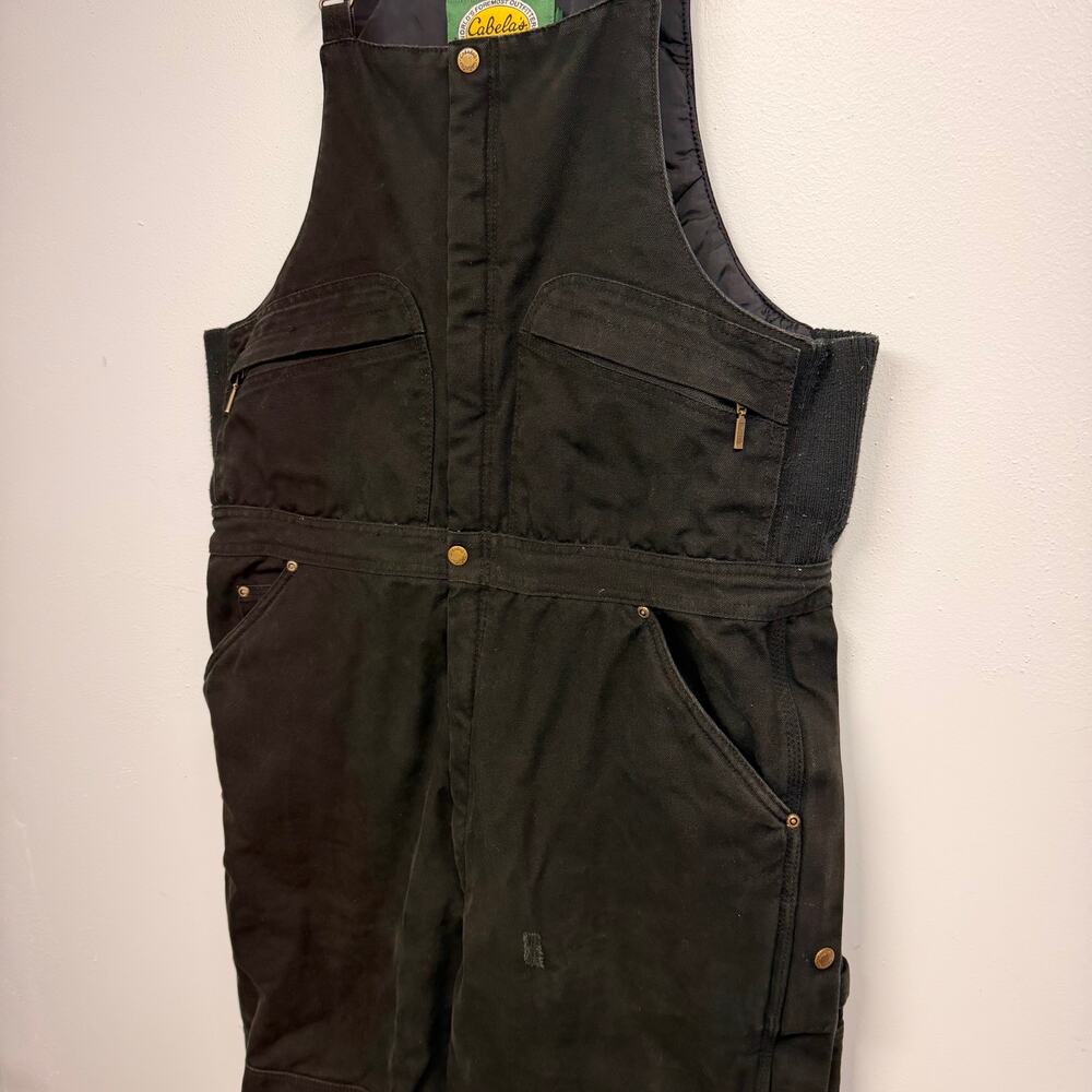 Cabela's Outdoor Men's Canvas Overalls SZ LARGE TALL Insulated Lined Work Bib - Picture 6 of 13